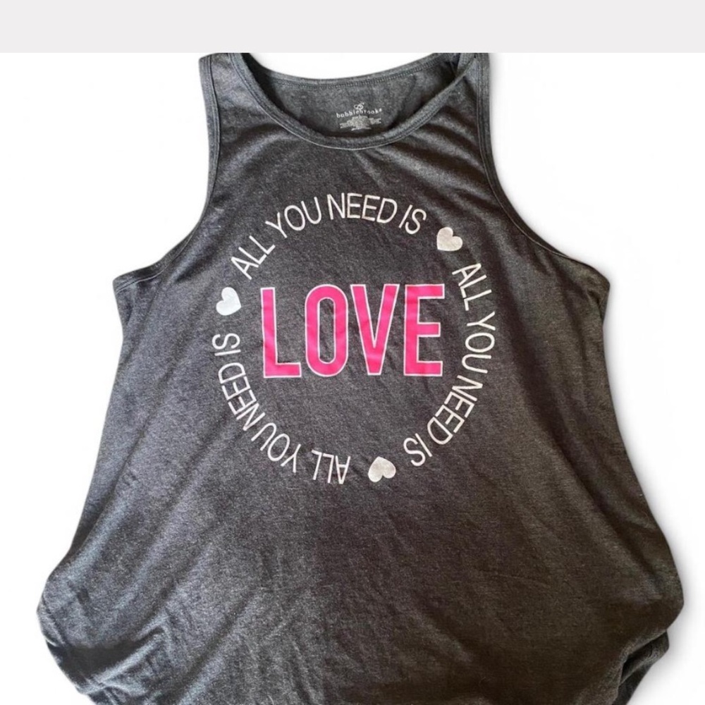 Bobbie Brooks Gray Tank Top with Pink Love Graphic